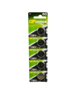 GP Lithium knoopcel batterijen CR2016 - 3 Volt - 5 stuks