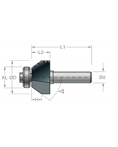 Stehle Hardmetalen Fasefrees met aanlooplager 15° - Ø25,4 x 68 mm - 58512033