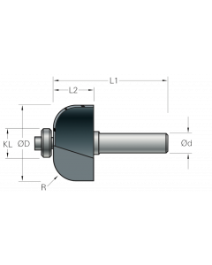 Stehle Hardmetalen Kwartholfrees met aanlooplager - Ø22,7 x 55 mm, R=4 mm - 58512045