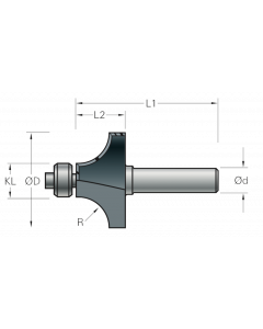 Stehle Hardmetalen Kwartfrees - afrondfrees met aanlooplager - Ø18,7 x 51 mm, R=3,0 mm - 58512096