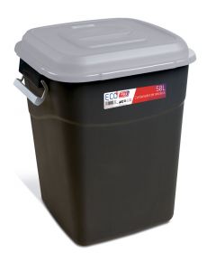 Tayg Afvalcontainer - 50 liter - grijs/ zwart - 412004