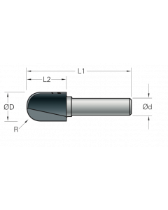 Stehle Hardmetalen halfholfrees met verlengde snede - Ø20 x 54 mm, R=10 mm - 58502303