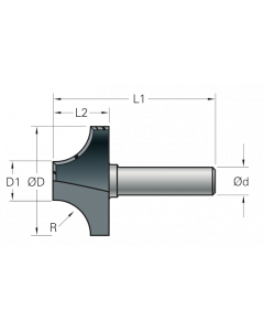 Stehle Hardmetalen kwartrondfrees zonder lager - Ø12 x 45 mm, R=3 mm - 58502316