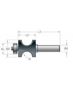 Stehle Hardmetaal halfrondfrees met aanlooplager - Ø25,4 x 65 mm, R=4,8 mm - 58512336