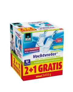 Bison Vochtvreter® vochtmagneet - 2 x 450 gram + 1 gratis 450 gram navulling - 6314038