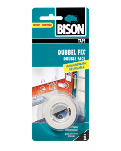 Bison Dubbel Fix dubbelzijdige tape - 1,5 meter x 19 mm - wit - 6302408