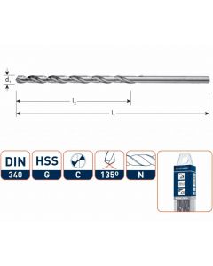 HEVU Metaalboor HSS-G silver-line lang in box - Ø2 t/m Ø12,5 mm