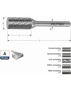 Rotec HM Stiftfrees cilindervorm model A (ZYA)