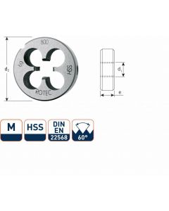 Rotec HSS Ronde snijplaat metrisch M3 - M20