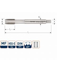 Rotec HSS-Co 800 machinetap - M10x1,0 metrisch fijn doorlopend - 335.1010