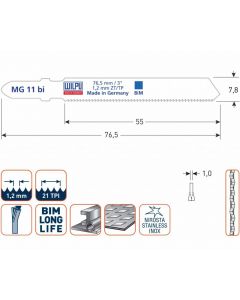 Wilpu Decoupeerzaagblad MG11bi 5 stuks - 510.0641