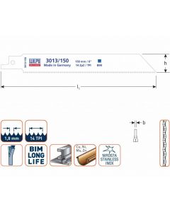 Wilpu Reciprozaagblad 3013 150 - 200 - 280 mm