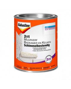 Alabastine 2 in 1 muurverf badkamer en keuken schimmelbestendig - 1 Liter