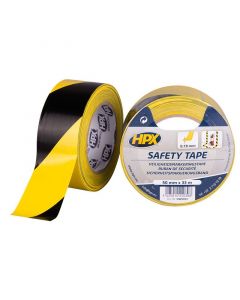 HPX Safety tape - zelfklevende markeringstape - geel/zwart - 50mm x 33 meter