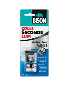 Bison Secondelijm Mini's vloeibaar in box - 3x1 gram