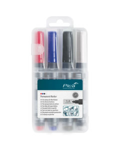 Pica Classic 520/04 Permanent marker in 4 kleuren - ronde punt - 1-4 mm - 4-delig